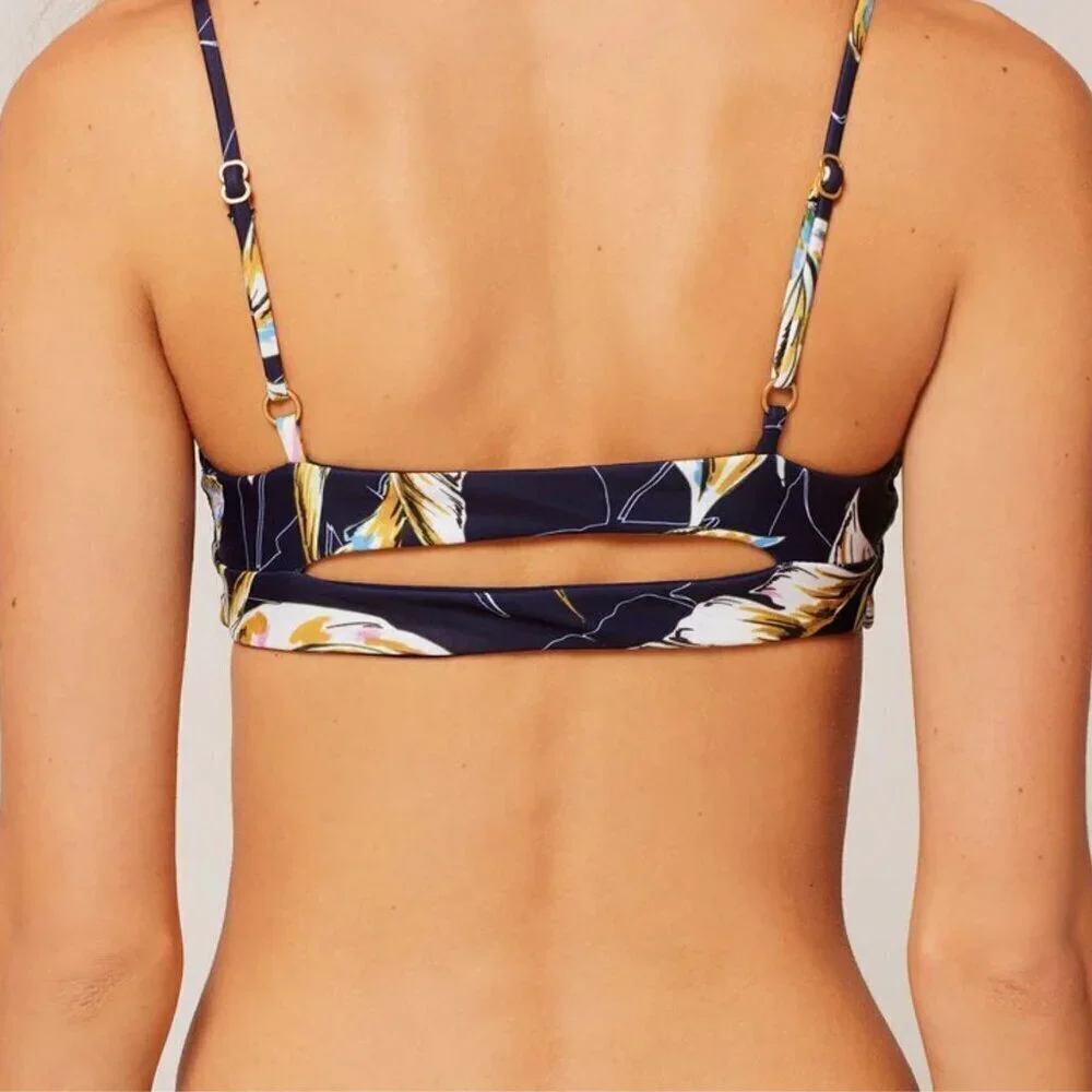 NWT l*space Flashback Front Knot Bikini Top in Nightfall Palm Sz. Sz. S